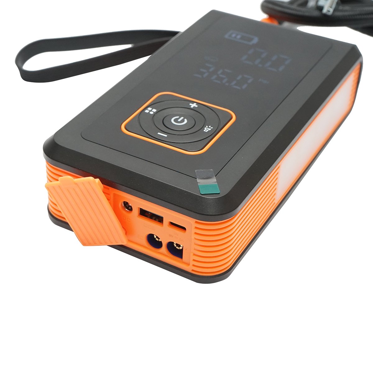 Robot pornire si compresor aer smart 80W 150 PSI, afisaj digital LED, baterie litiu 8000 mAh, baterie externa, lanterna LED, port USB/USB-C, accesorii incluse